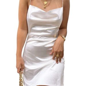 Rhinestone White Satin Dress